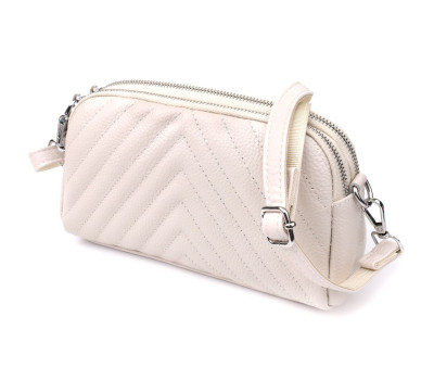 Модна сумка прошита трикутниками з натуральної шкіри Vintage 22910 Білий