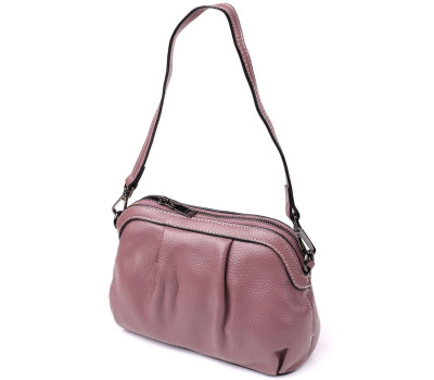 Жіноча шкіряна сумка з ефектним драпіруванням Vintage 22898 Пурпурний