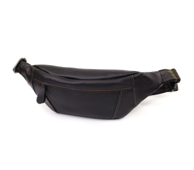 Чоловіча сумка-бананка з натуральної гладкої шкіри Shvigel 23125 Чорний