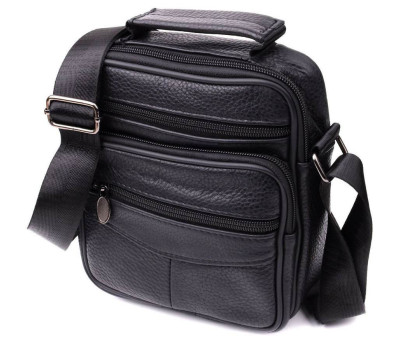 Практична вертикальна сумка з ручкою для чоловіків з натуральної шкіри Vintage 22864 Чорний