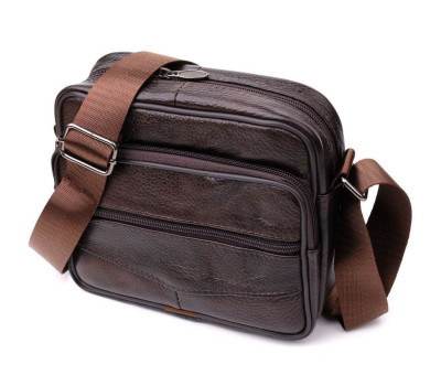 Горизонтальна зручна сумка з ручкою для чоловіків з натуральної шкіри Vintage 22940 Коричневий