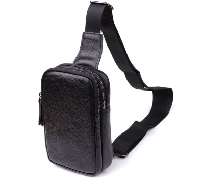 Сумка-слінг для чоловіків з натуральної шкіри Vintage 22955 Чорний