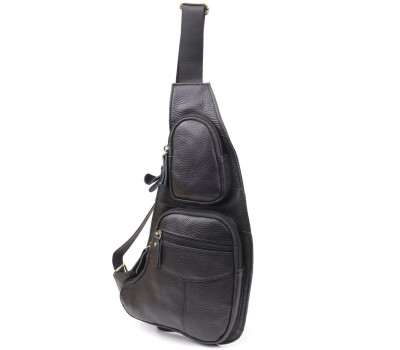 Сумка для чоловіків з великою кількістю кишень із натуральної шкіри Vintage 22957 Чорний