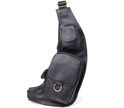 Сумка через плече з натуральної шкіри Vintage 22958 Чорний
