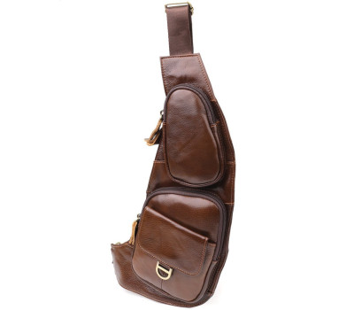 Чоловіча сумка через плече з гладкої натуральної шкіри Vintage 22965 Коричневий