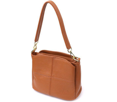 Жіноча сумка на три відділення з натуральної шкіри Vintage 22975 Рудий