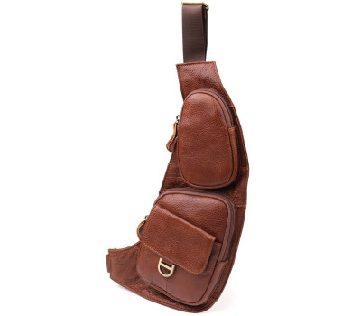 Чоловіча сумка через плече із зернистої натуральної шкіри Vintage 22966 Коричневий
