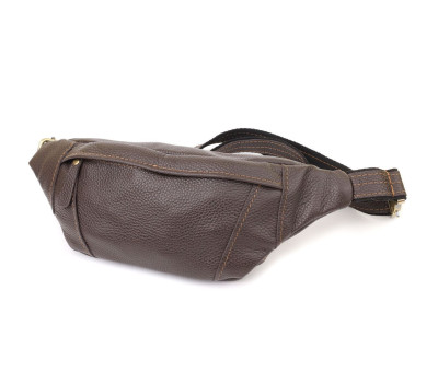 Сумка-бананка для чоловіків з натуральної зернистої шкіри Shvigel 23128 Коричневий