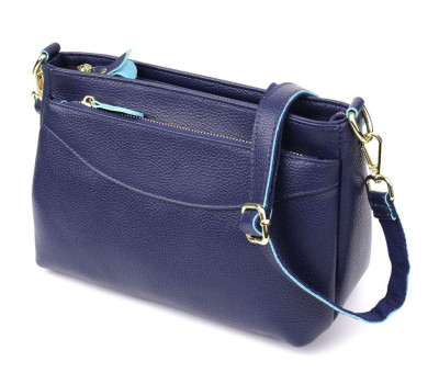 Жіноча шкіряна сумка з жорстким дном Vintage 22986 Синій