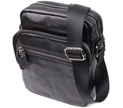 Чоловічі сумки на плече з натуральної шкіри Vintage 23020 Чорний