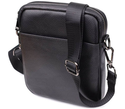 Компактна чоловіча сумка на плече з натуральної шкіри Vintage 23021 Чорний