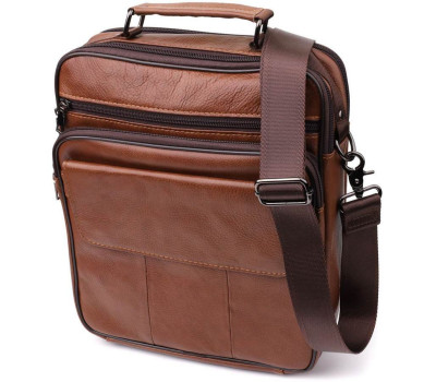 Чоловіча сумка з ручкою для перенесення в руці з натуральної шкіри Vintage 23025 Світло-коричневий