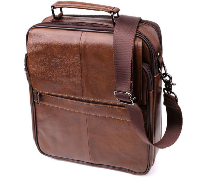 Сумка для чоловіків з ручкою для перенесення в руці з натуральної шкіри Vintage 23028 Коричневий