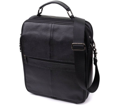 Чоловіча сумка з ручкою для перенесення в руці з натуральної шкіри Vintage 23026 Чорний
