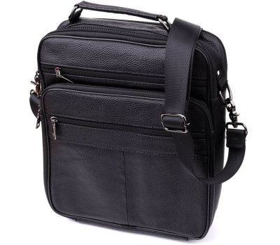 Сумка чоловіча з ручкою для перенесення в руці з натуральної шкіри Vintage 23029 Чорний