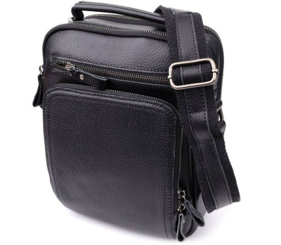 Ділова чоловіча сумка з ручкою для перенесення в руці з натуральної шкіри Vintage 23034 Чорний