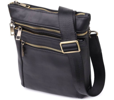 Повсякденна чоловіча сумка з натуральної шкіри Vintage 23037 Чорний