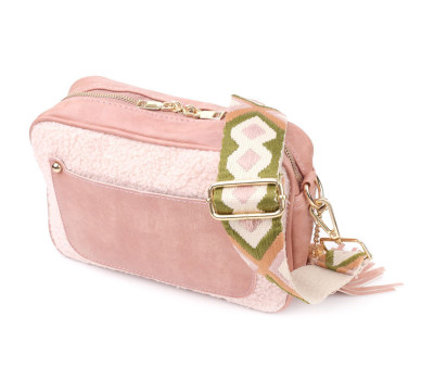 Жіноча сумка з плюшевою вставкою на лицьовій стороні з екошкіри Vintage sale_15133 Рожевий
