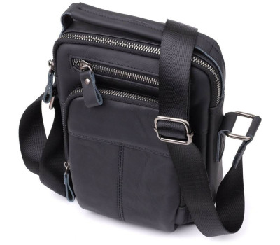 Ділова чоловіча сумка з натуральної шкіри Vintage 23036 Чорний