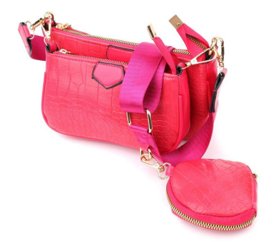 Жіночий зручний подвійний клатч із екошкіри Vintage sale_15136 Рожевий