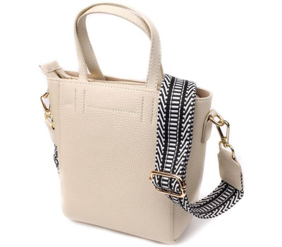 Сумка для жінок із натуральної шкіри з модним трапецієподібним кроєм Vintage 22917 Білий