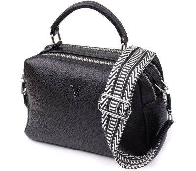 Жіноча сумка на два відділення з натуральної шкіри Vintage 22919 Чорний