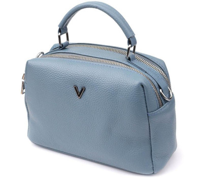Сумка жіноча з двома секціями з натуральної шкіри Vintage 22920 Блакитний