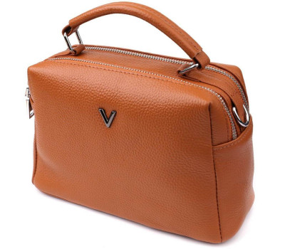 Жіноча сумка з натуральної шкіри з подвійним внутрішнім простором Vintage 22921 Рудий