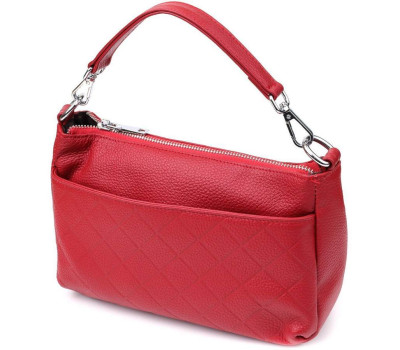 Жіноча шкіряна сумка з двома зручними ремінцями Vintage 22927 Червоний