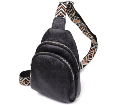 Жіноча сумка слінг із натуральної шкіри Vintage 22935 Чорний