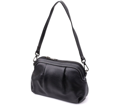 Жіноча сумка з м'якої натуральної шкіри з акцентом на драпірування Vintage 22896 Чорний