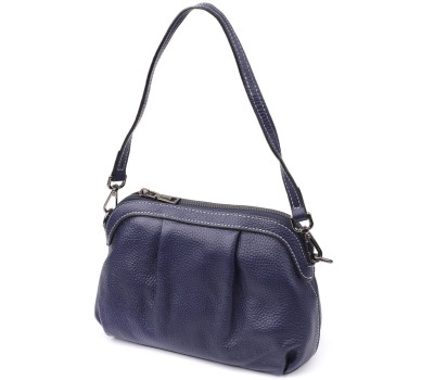 Жіноча шкіряна сумка з ефектним драпіруванням Vintage 22897 Синій