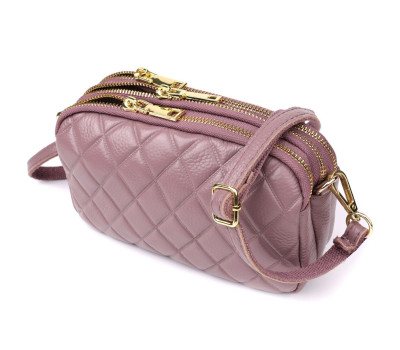 Жіноча сумка з натуральної шкіри з трьома секціями Vintage 22891 Пурпурний