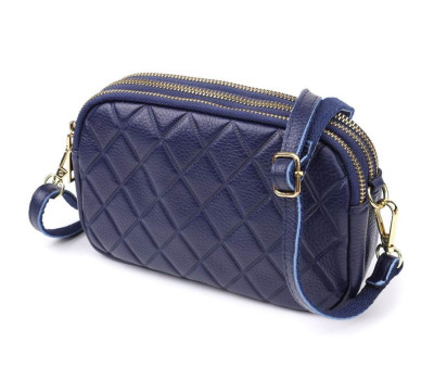 Шкіряна сумка на три відділення для жінок Vintage 22892 Синій