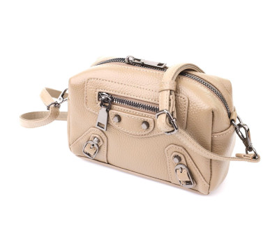 Компактна сумка для жінок з натуральної шкіри Vintage 22924 Бежевий