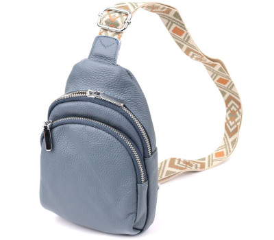 Універсальна жіноча сумка-слінг із натуральної шкіри Vintage 22937 Синій