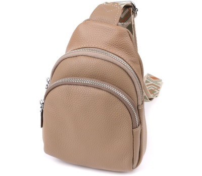 Слінг сумка з натуральної шкіри для жінок Vintage 22939 Бежевий