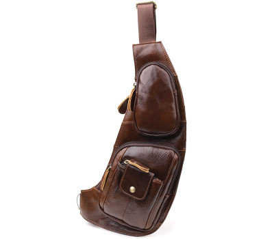 Чоловіча сумка з великою кількістю кишень із натуральної шкіри Vintage 22962 Коричневий