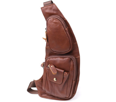 Чоловіча сумка з великою кількістю кишень із натуральної шкіри Vintage 22963 Коричневий
