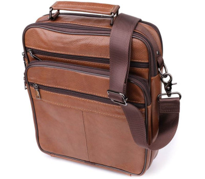 Сумка чоловіча з ручкою для перенесення в руці з натуральної шкіри Vintage 23031 Світло-коричневий