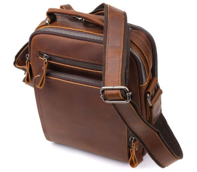 Чоловіча ділова сумка з ручкою для перенесення в руці з натуральної шкіри Vintage 23033 Коричневий