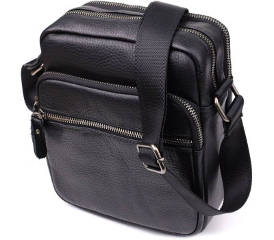 Містка чоловіча сумка на плече з натуральної шкіри Vintage 23022 Чорний
