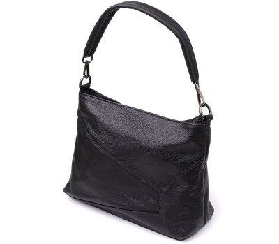 Невелика жіноча сумка з двома ремінцями з натуральної шкіри Vintage 23014 Чорний