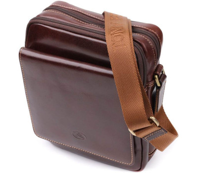Чоловіча сумка з кишенями з гладкої натуральної шкіри Tony Perotti 20856_1 (9148-17 moro) Коричневий