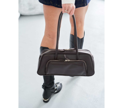 Шкіряна жіноча сумка «Alexa» шоколадна WeLassie