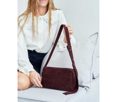Замшева жіноча сумка «Feit» бургунді WeLassie