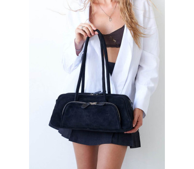 Замшева жіноча сумка «Alexa» чорна WeLassie