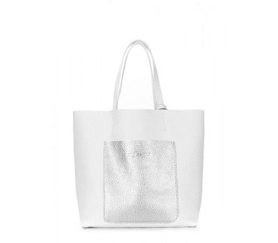 Жіноча шкіряна сумка POOLPARTY Mania біла (mania-white-silver)
