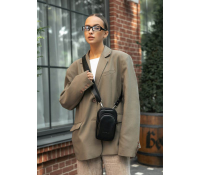 Жіноча шкіряна сумка Sambag Modena для телефону чорна