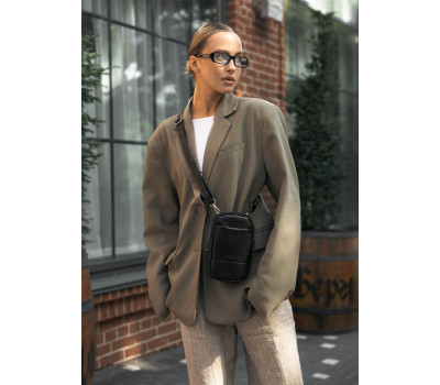 Жіноча сумка шкіряна Sambag Modena для телефону чорна